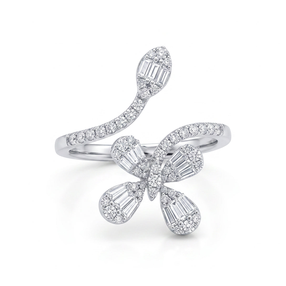18K White Gold Diamond Ring – 0.55ct Natural Diamonds, 64 Stones