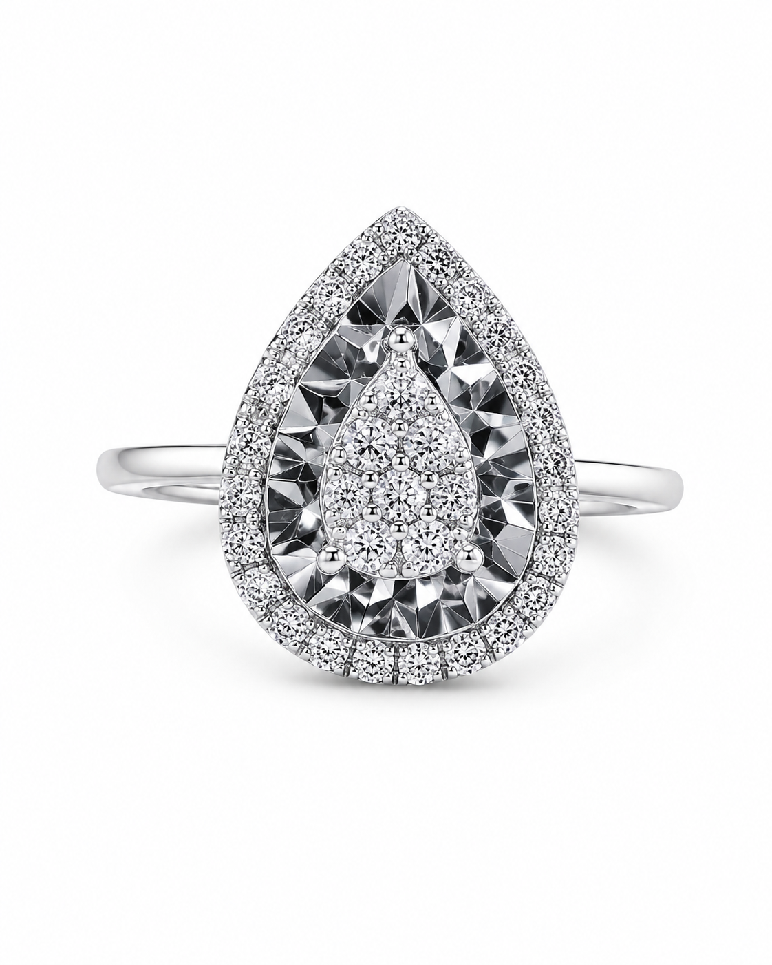 18K White Gold Ring with Natural Diamonds
