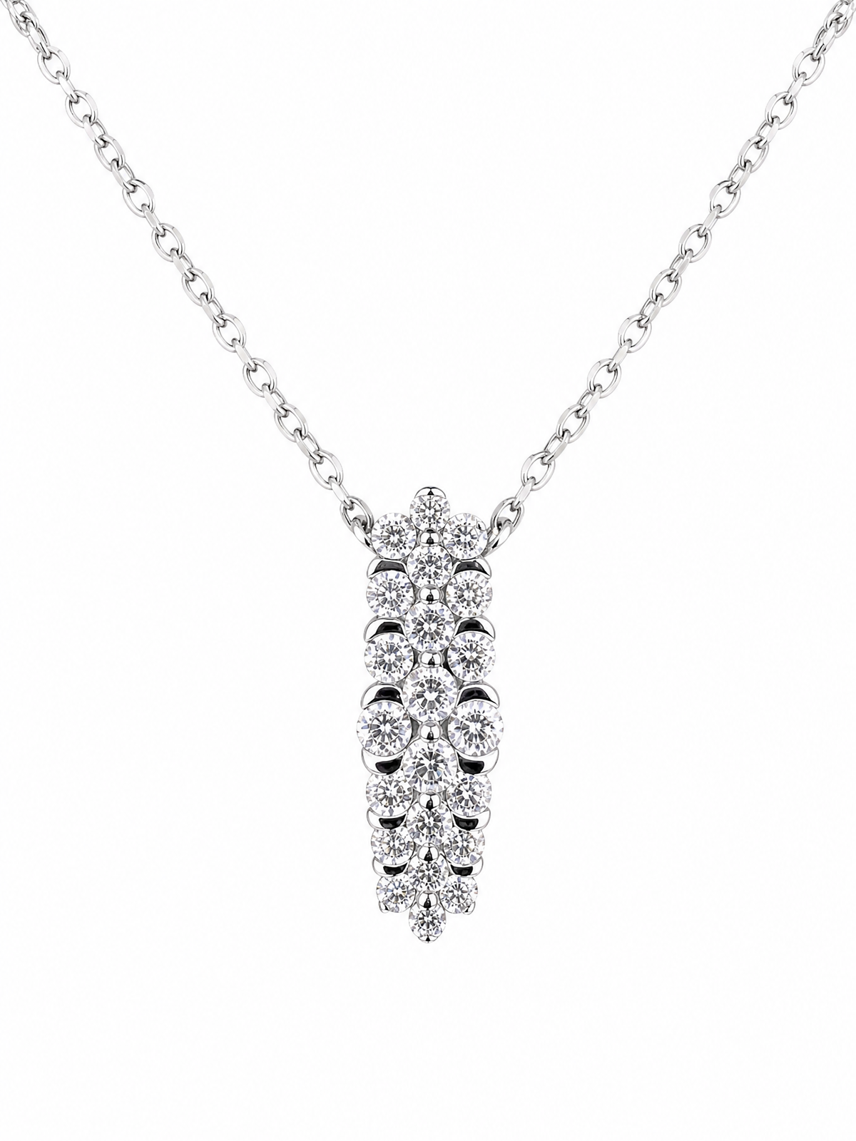 Diamond cluster drop pendant with chain by Memoire Jewellery