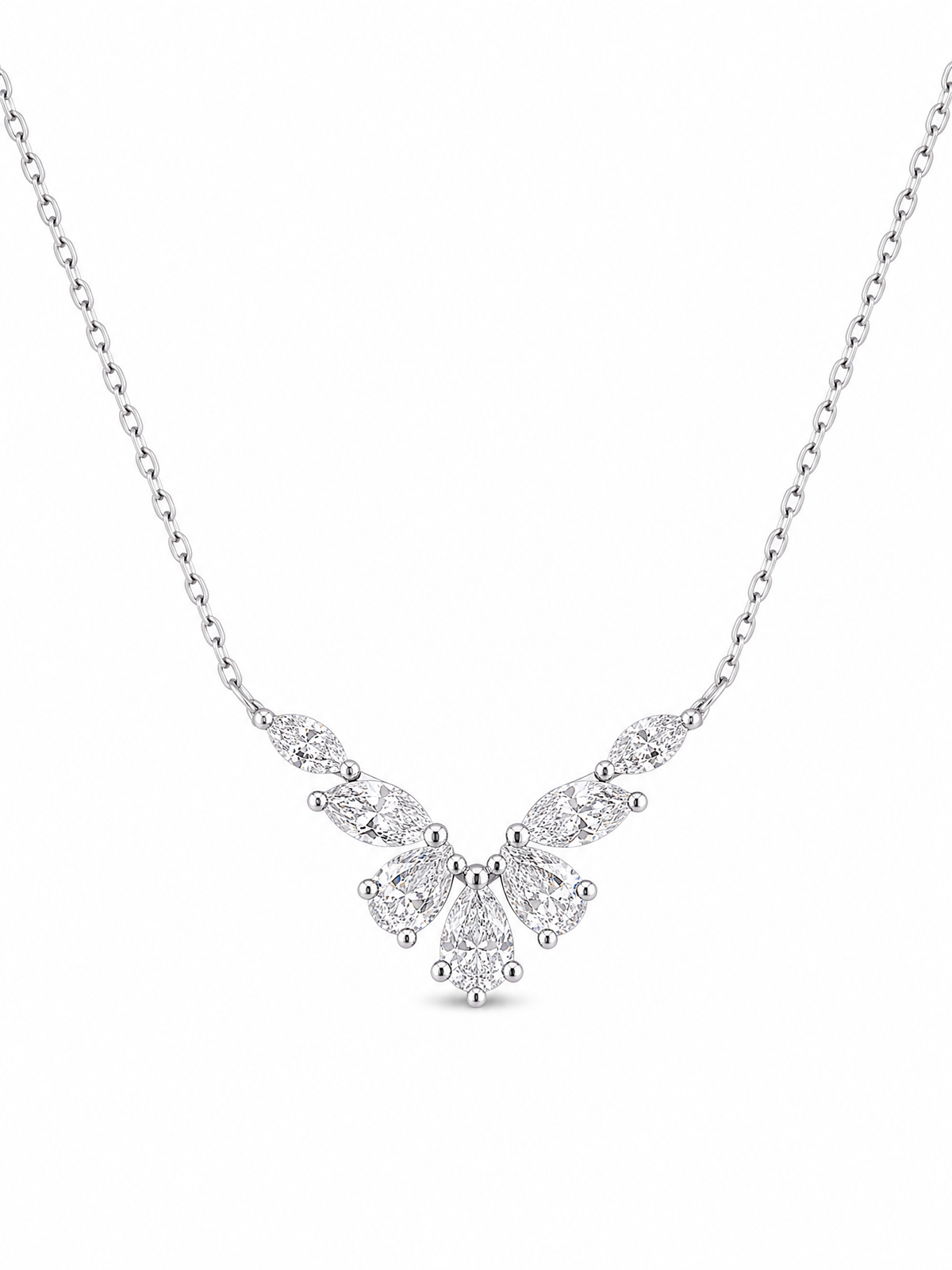 Pear and marquise cut diamond necklace by Memoire Jewellery