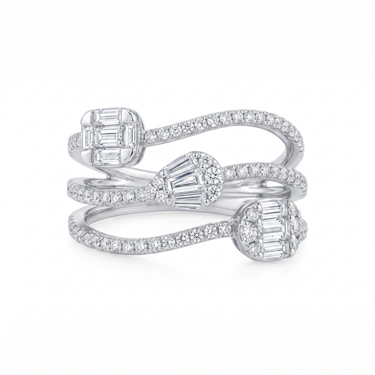18K White Gold Ring with Natural Diamonds