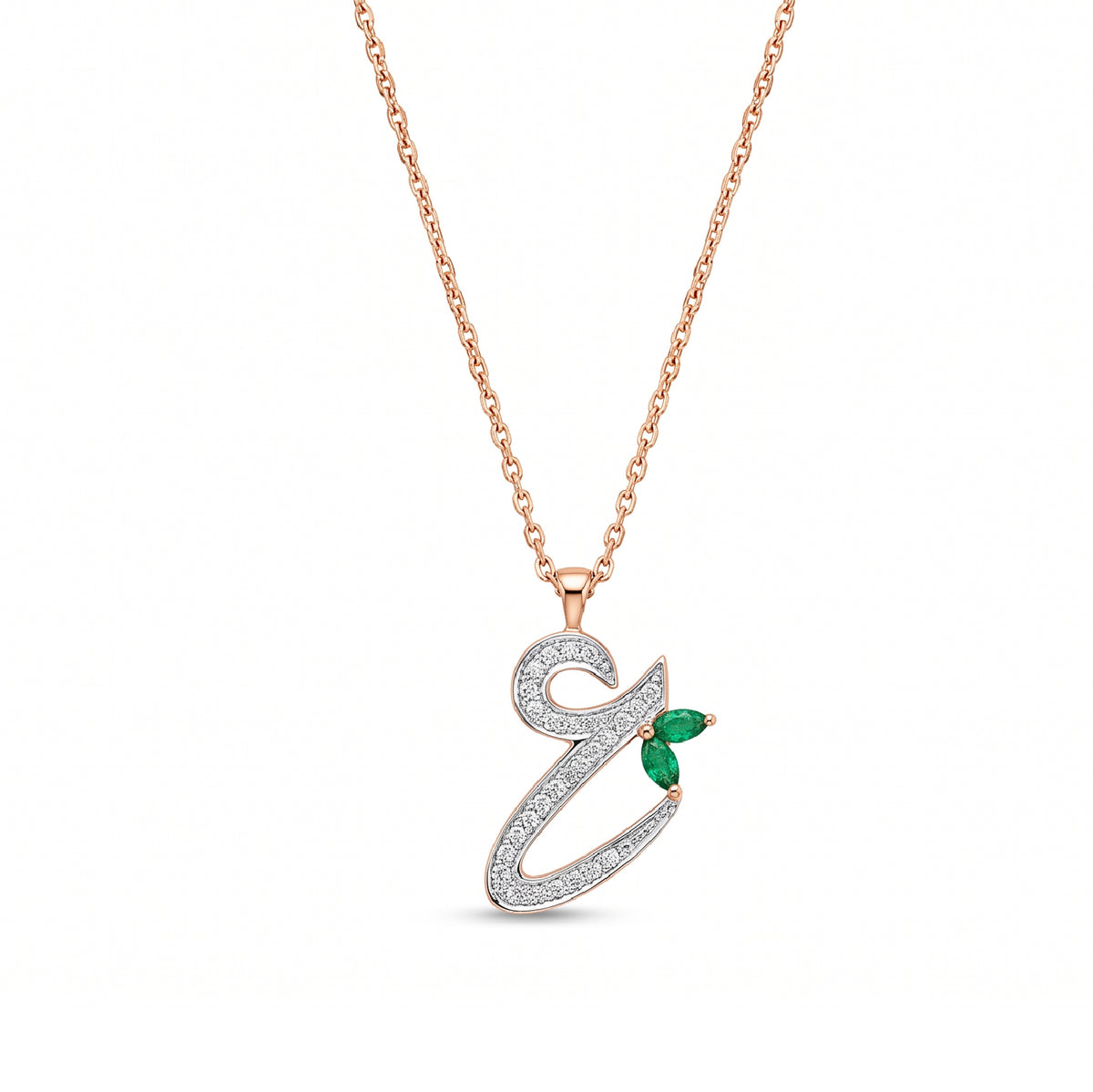 18k Gold Necklace with Diamond-Accented Letter